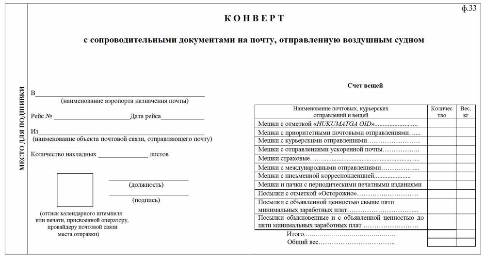 Сопроводительный документ образец